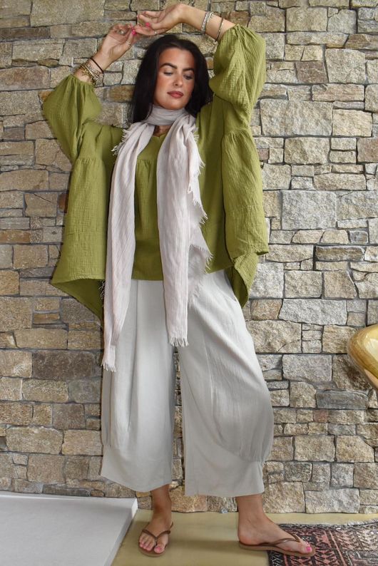 Suri Cushion Cotton Artist Smock Olive